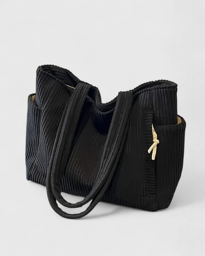 Liorane | Luksuriøs Ribbete Tote Bag Med Snøre Detalj