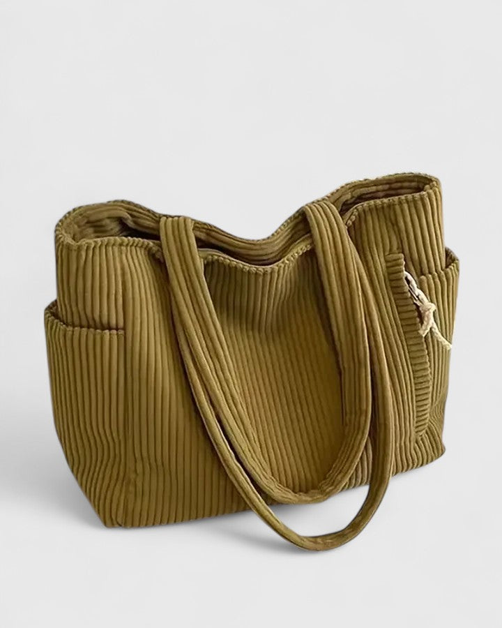Liorane | Luksuriøs Ribbete Tote Bag Med Snøre Detalj