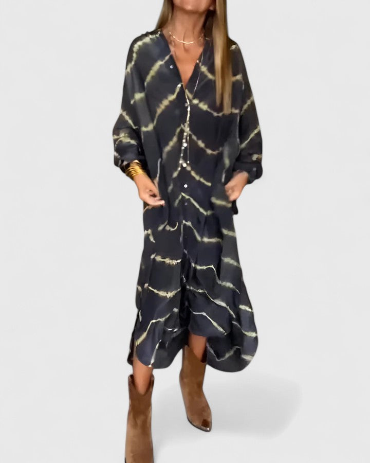 Amelie | Elegant Boho Stripete Maxikjole