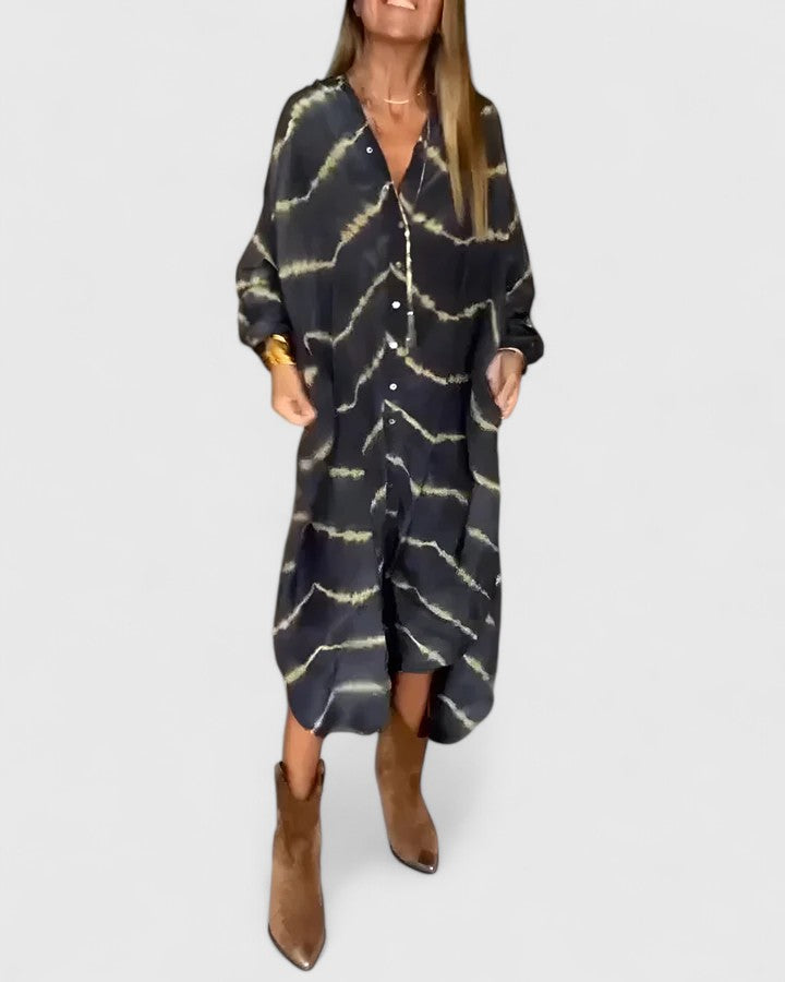 Amelie | Elegant Boho Stripete Maxikjole