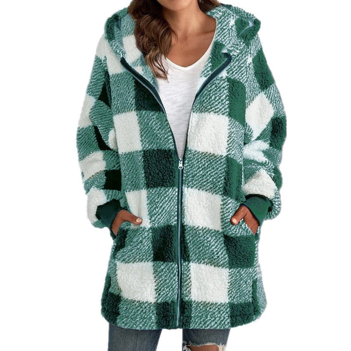 Arabella - Rutete Fleece Langermet Jakke med Hette