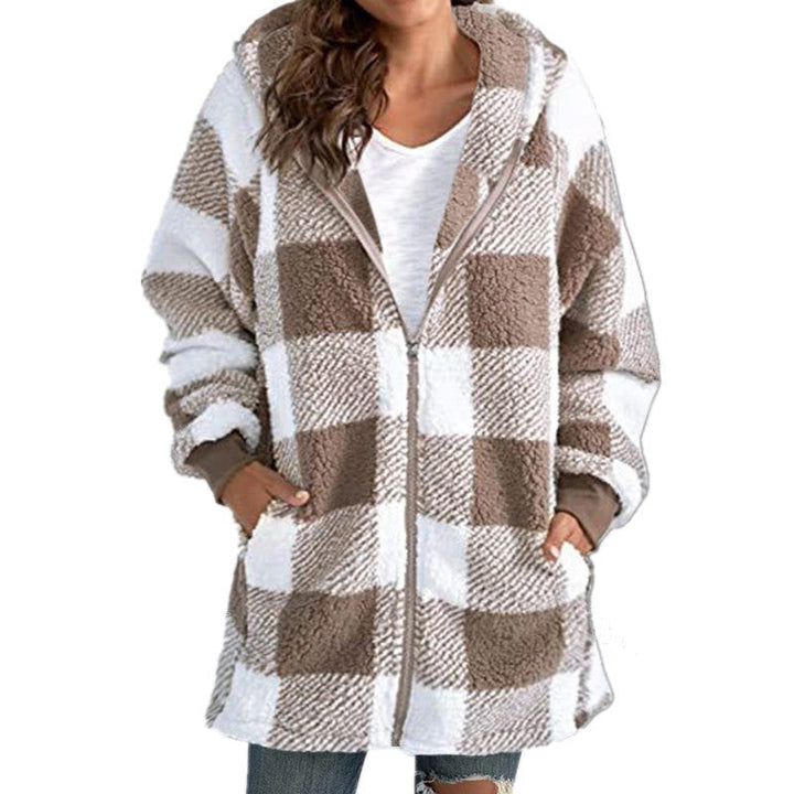 Arabella - Rutete Fleece Langermet Jakke med Hette