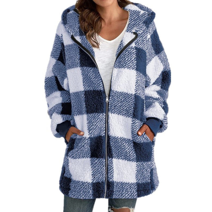 Arabella - Rutete Fleece Langermet Jakke med Hette