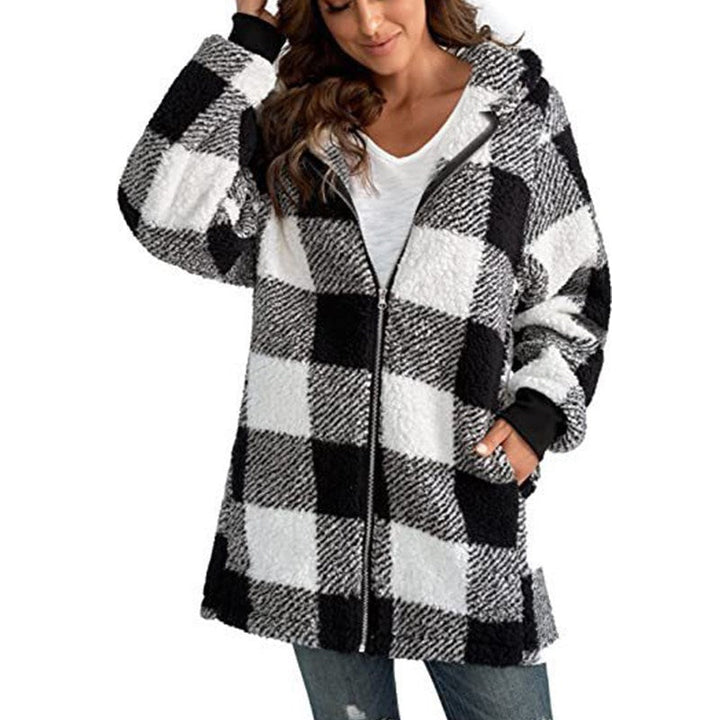 Arabella - Rutete Fleece Langermet Jakke med Hette