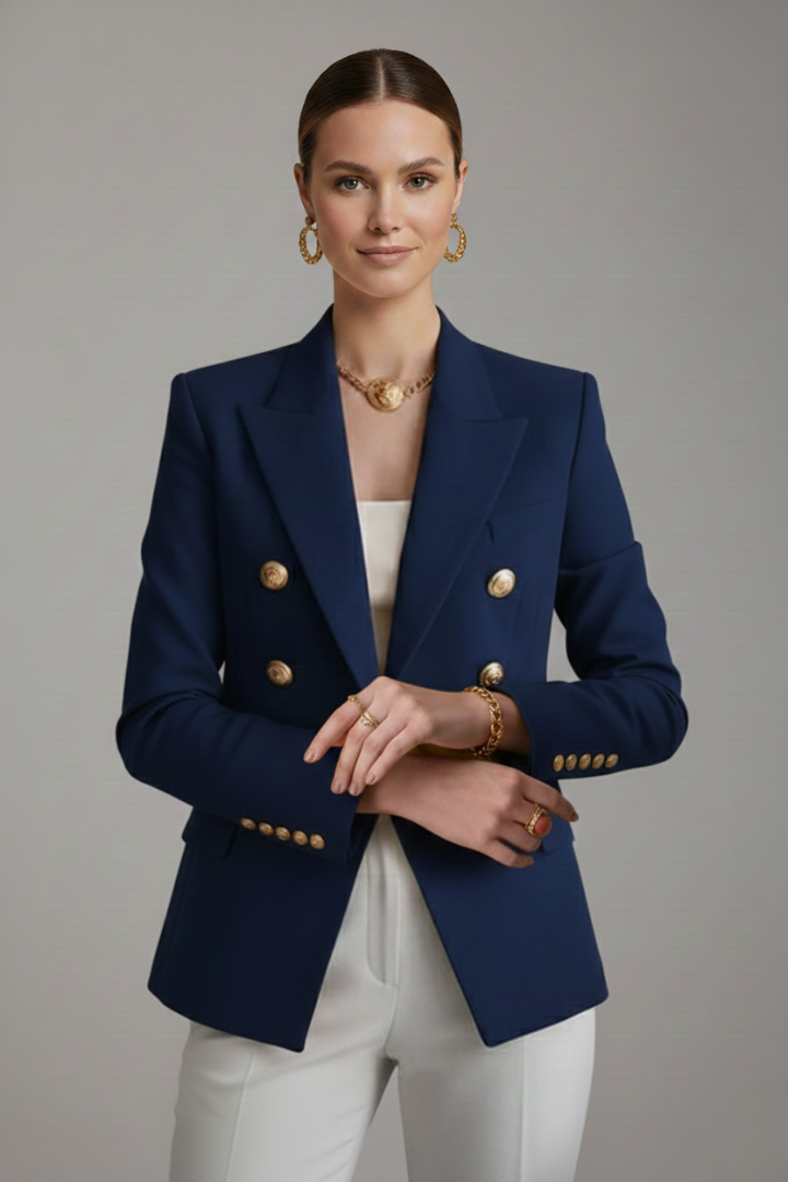 Rebecca | Dame Dobbeltradet Blazer med Gullfargede Knapper