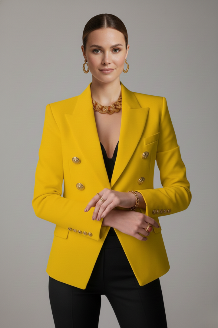 Rebecca | Dame Dobbeltradet Blazer med Gullfargede Knapper