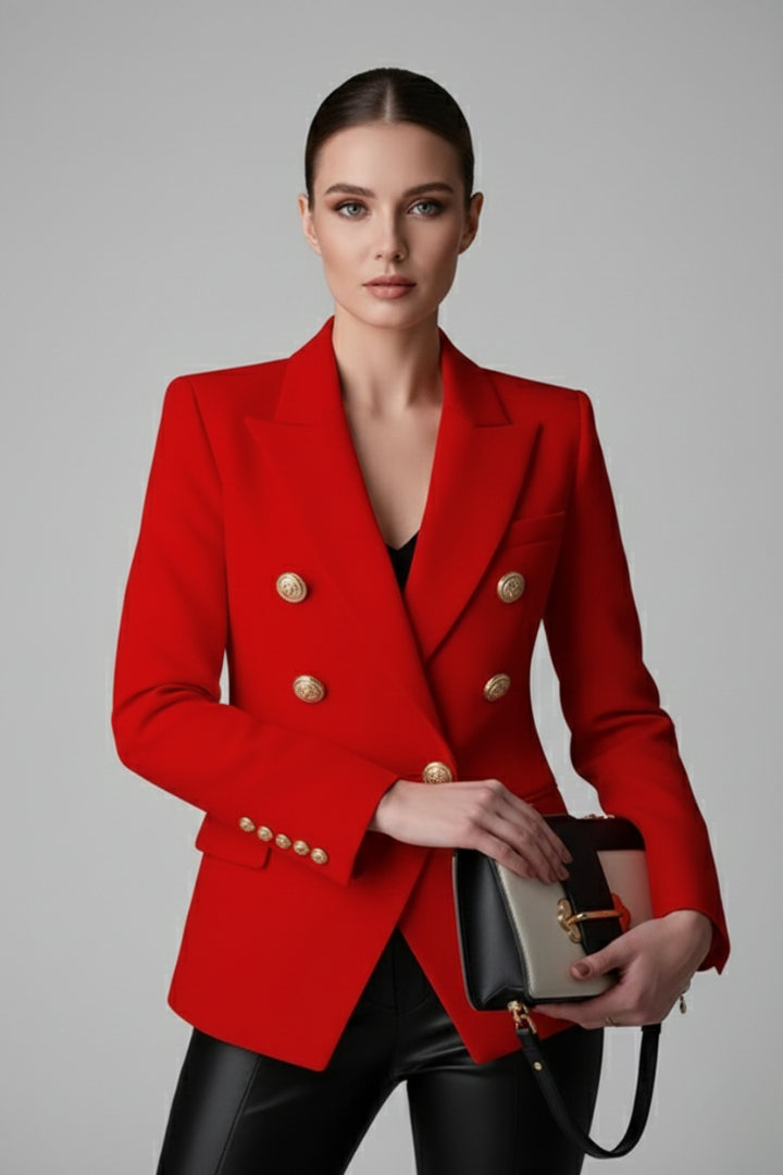 Rebecca | Dame Dobbeltradet Blazer med Gullfargede Knapper