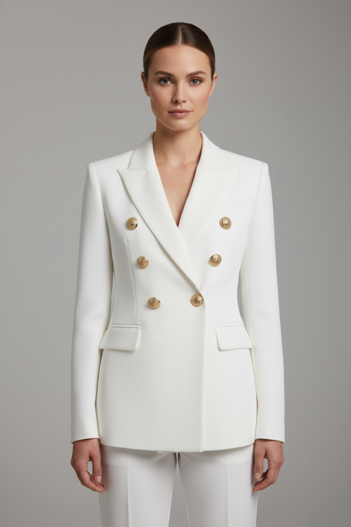 Rebecca | Dame Dobbeltradet Blazer med Gullfargede Knapper