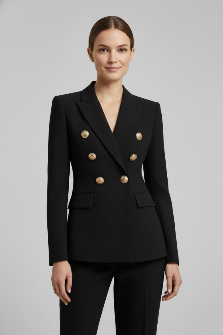 Rebecca | Dame Dobbeltradet Blazer med Gullfargede Knapper