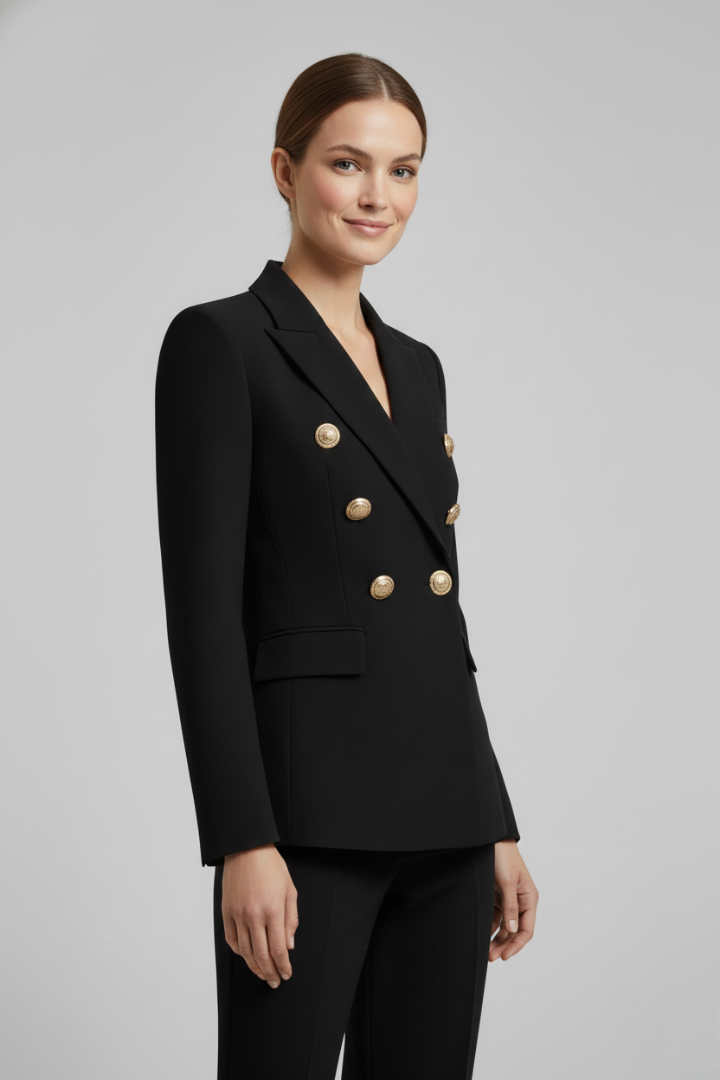 Rebecca | Dame Dobbeltradet Blazer med Gullfargede Knapper