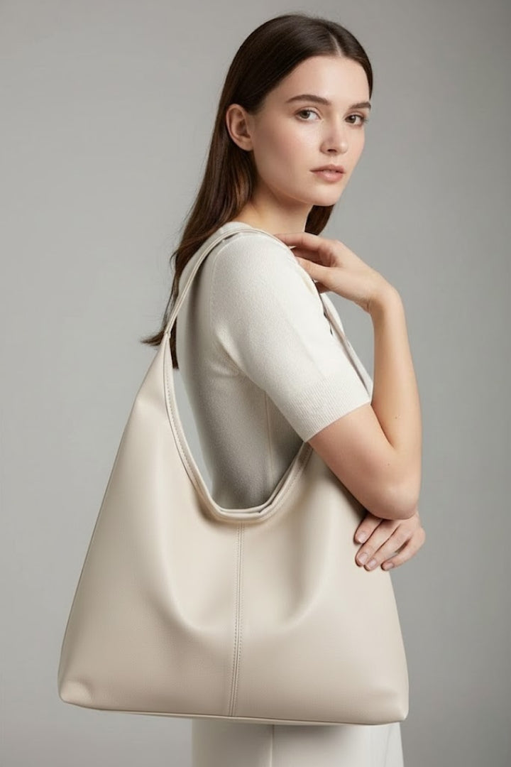Maria | Kvinneklassisk Tote Bag med Faux Ytre og Stor Innvendig Lomme